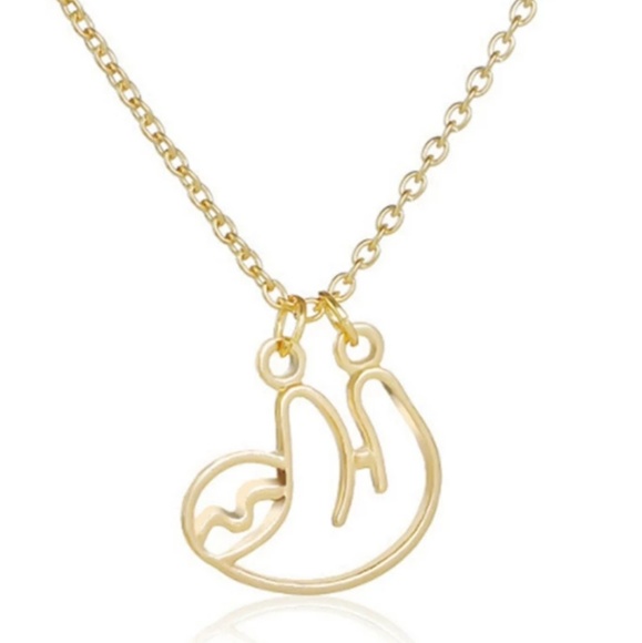 Silver, gold or rose gold sloth necklace, animal - Picture 3 of 4